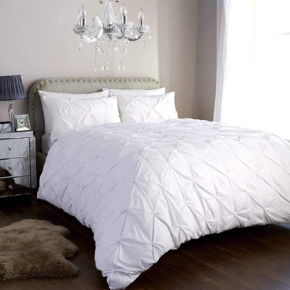 OLIVIA ROCCO Pintuck Duvet Cover Set Cotton Rich Handmade Pinch Pleats OEKO TEX Certified – product image 1 of 5