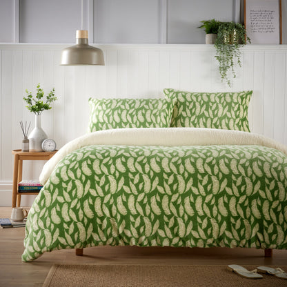 OLIVIA ROCCO Floral Leaves Teddy Duvet Set Reversible Sherpa Fleece Winter Bedding Single – product image 1 of 3