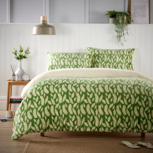 OLIVIA ROCCO Floral Leaves Teddy Duvet Set Reversible Sherpa Fleece Winter Bedding Single – product image 1 of 3