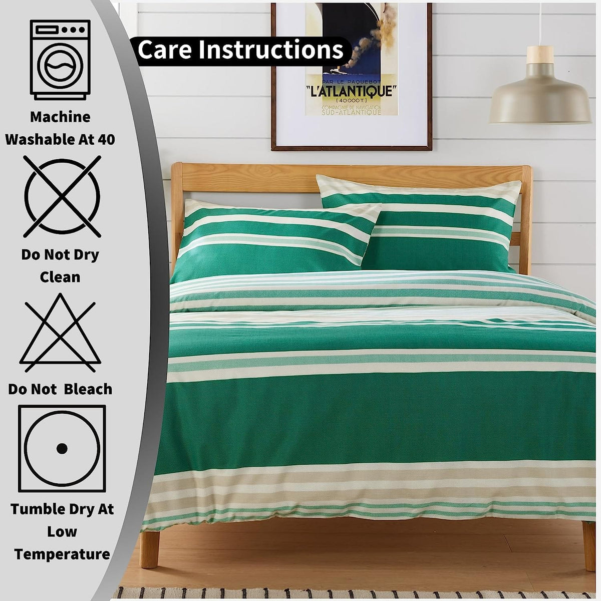 OLIVIA ROCCO Duvet Cover Set Miami Stripes Reversible Hypoallergenic Cotton Blend Grey Super Soft Hotel-Style Finish – product image 6 of 10