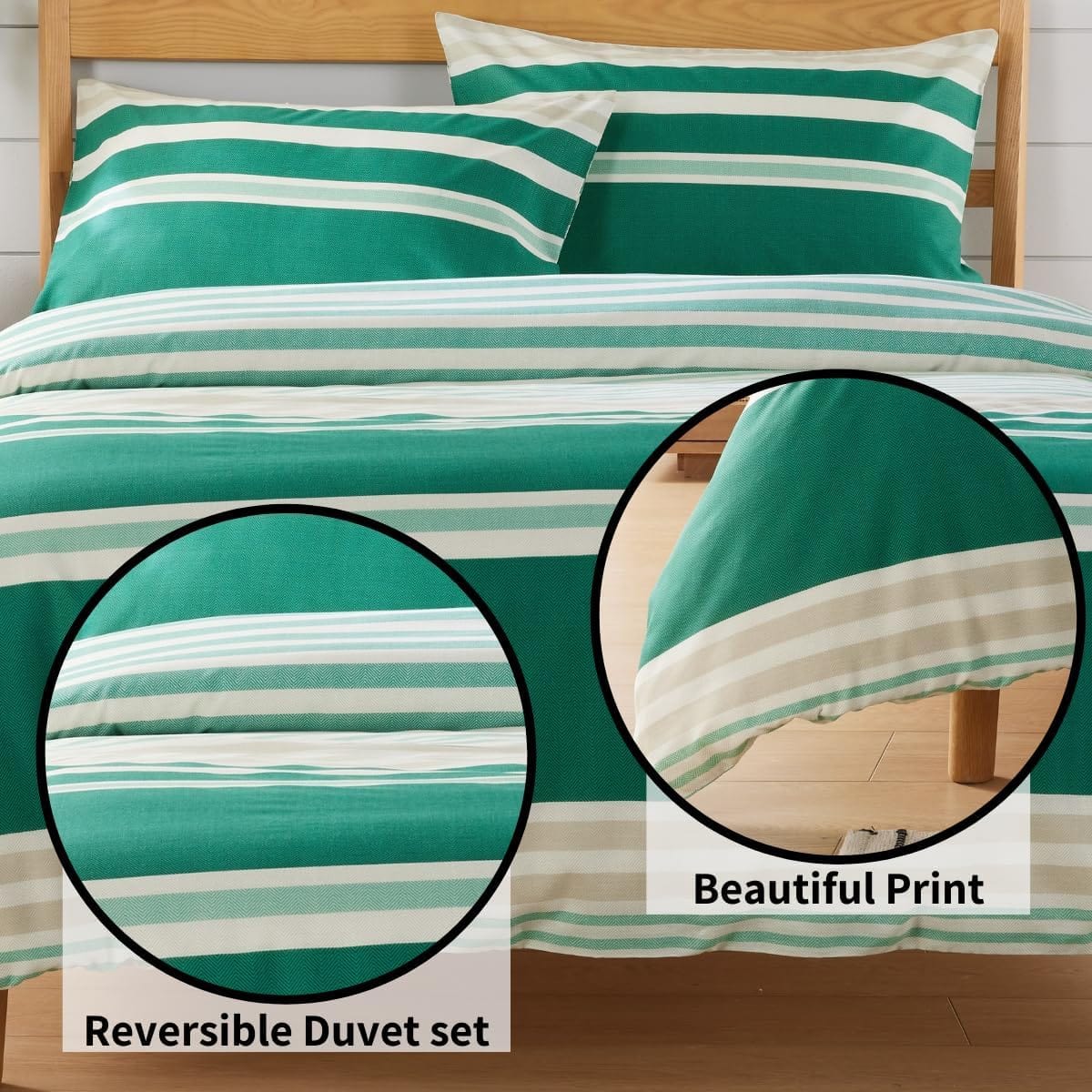 OLIVIA ROCCO Duvet Cover Set Miami Stripes Reversible Hypoallergenic Cotton Blend Grey Super Soft Hotel-Style Finish – product image 4 of 10
