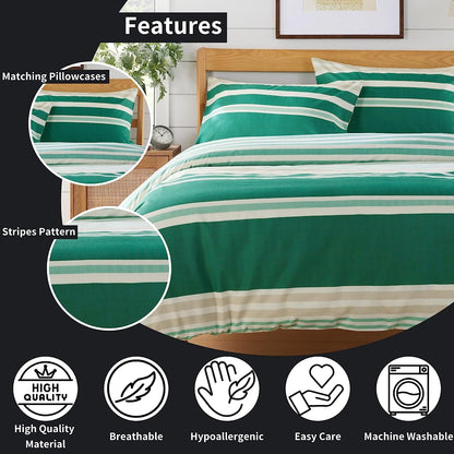 OLIVIA ROCCO Duvet Cover Set Miami Stripes Reversible Hypoallergenic Cotton Blend Grey Super Soft Hotel-Style Finish – product image 5 of 10
