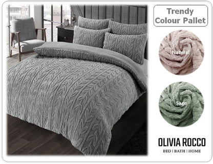 OLIVIA ROCCO Leaf Print Teddy Duvet Set With Reversible Sherpa Fleece Ultra Soft Winter – product image 5 of 7