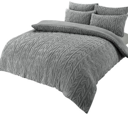 OLIVIA ROCCO Leaf Print Teddy Duvet Set With Reversible Sherpa Fleece Ultra Soft Winter – product image 3 of 7