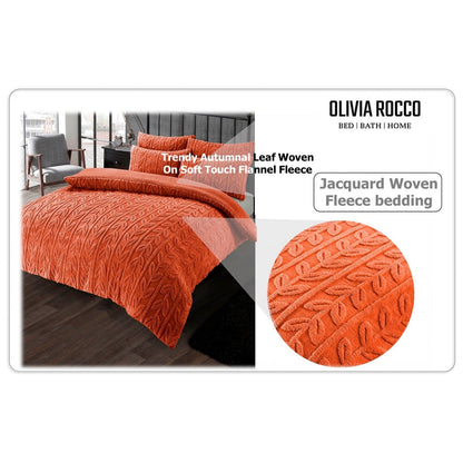 OLIVIA ROCCO Leaf Print Teddy Duvet Set With Reversible Sherpa Fleece Ultra Soft Winter – product image 6 of 7