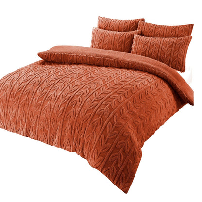 OLIVIA ROCCO Leaf Print Teddy Duvet Set With Reversible Sherpa Fleece Ultra Soft Winter – product image 4 of 7
