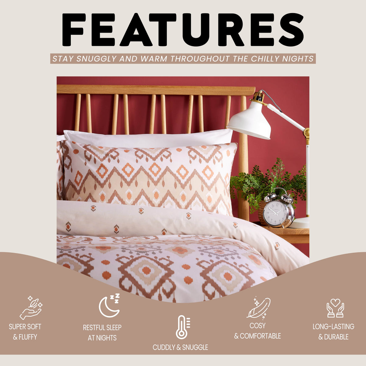 OLIVIA ROCCO Taxila Duvet Cover Set Easy Care Reversible Cotton Mix Super Soft for Everyday Luxury Hotel-Style – product image 3 of 10