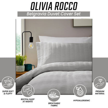OLIVIA ROCCO Belgravia Grey Microfibre Duvet Cover Set With Pillowcases Soft Easy Care – product image 5 of 7