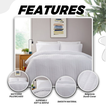 OLIVIA ROCCO Belgravia White Microfibre Duvet Cover Set With Pillowcases Soft Easy Care – product image 4 of 7