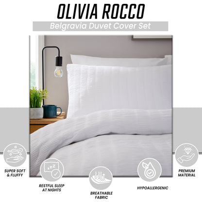 OLIVIA ROCCO Belgravia White Microfibre Duvet Cover Set With Pillowcases Soft Easy Care – product image 5 of 7
