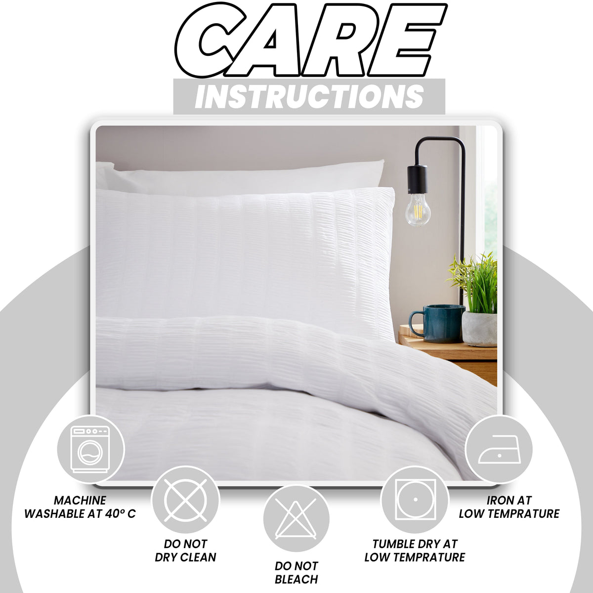 OLIVIA ROCCO Belgravia White Microfibre Duvet Cover Set With Pillowcases Soft Easy Care – product image 6 of 7