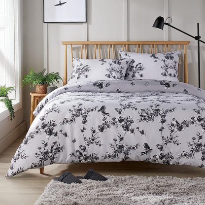 OLIVIA ROCCO Blossom Grey Printed Reversible Quilted Duvet Cover Set Easy Care Hotel-Quality Easy-Care Bedroom – product image 1 of 7