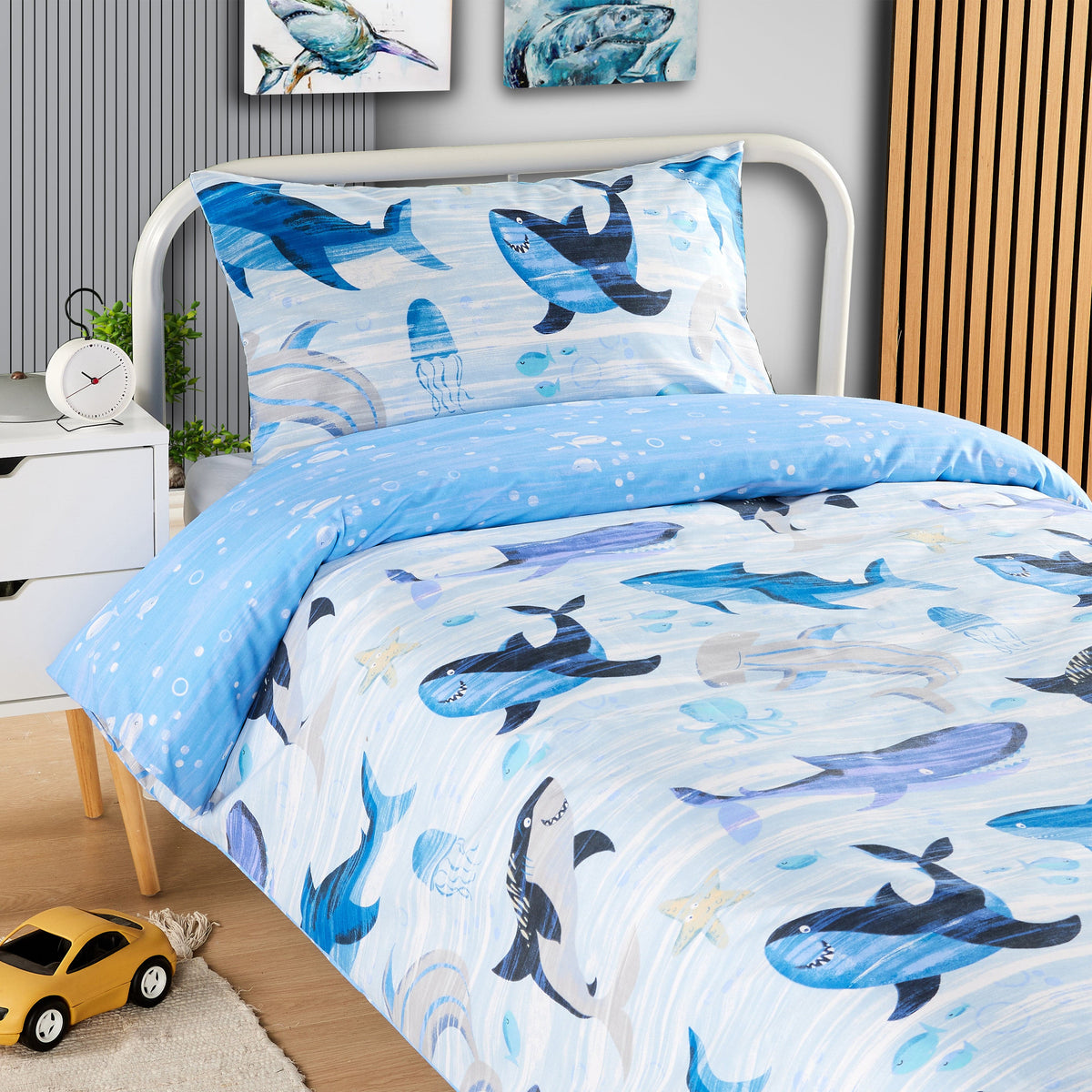 OLIVIA ROCCO Duvet Cover Set For Kids For Boys And Girls Sharks And Whales Reversible – product image 1 of 9