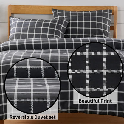 OLIVIA ROCCO Grey Check Reversible Duvet Cover Set Breathable Microfibre Easy Care – product image 4 of 7