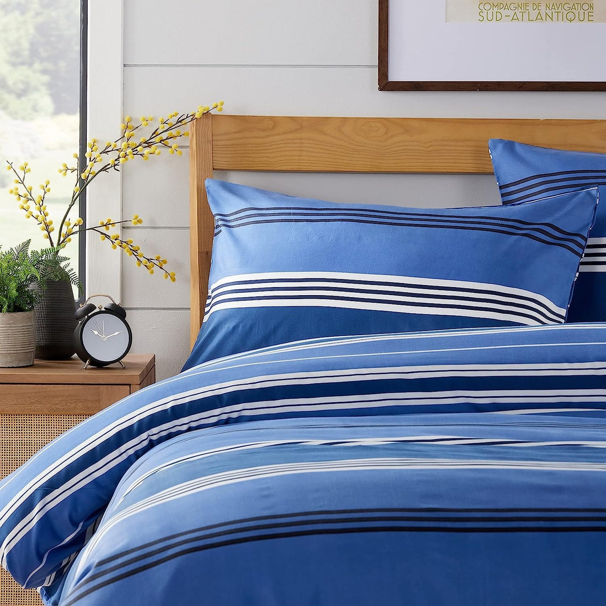 OLIVIA ROCCO Harlow Stripes Blue Duvet Cover Set With Pillowcases Breathable Microfibre for Easy-Care Everyday Luxury – product image 2 of 6
