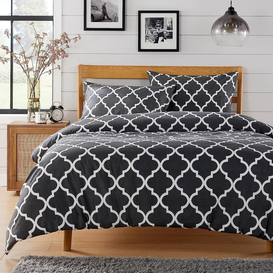 OLIVIA ROCCO Marrakesh Grey Printed Duvet Cover Set Easy Care With Pillowcases Hotel-Quality Super Soft Finish – product image 1 of 7