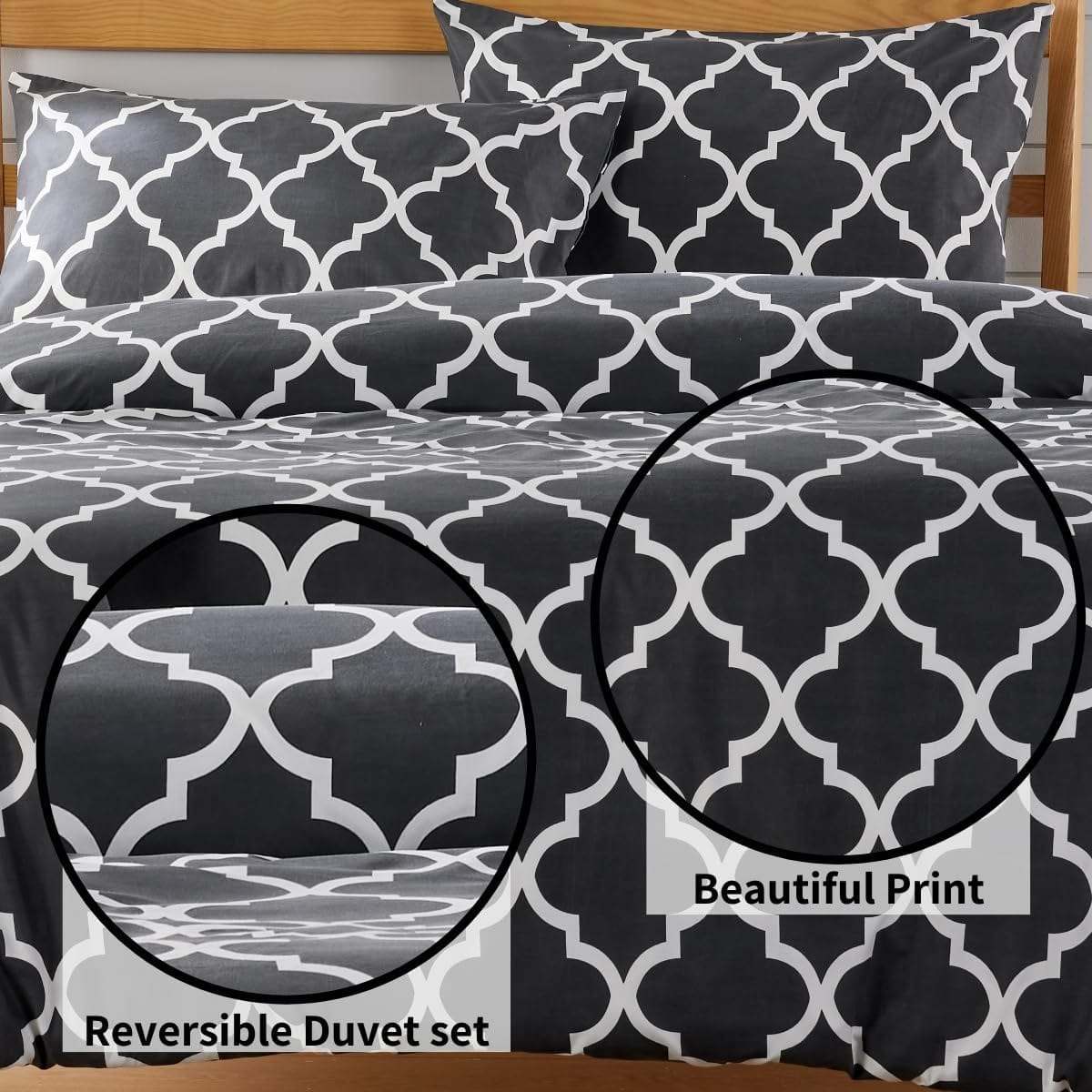 OLIVIA ROCCO Marrakesh Grey Printed Duvet Cover Set Easy Care With Pillowcases Hotel-Quality Super Soft Finish – product image 5 of 7