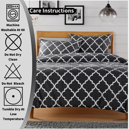 OLIVIA ROCCO Marrakesh Grey Printed Duvet Cover Set Easy Care With Pillowcases Hotel-Quality Super Soft Finish – product image 6 of 7
