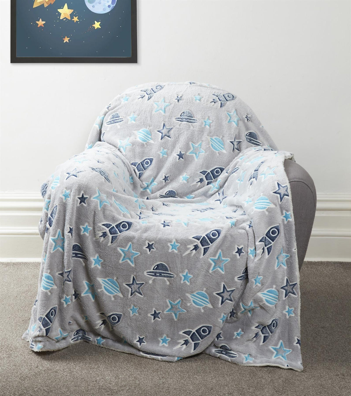 OLIVIA ROCCO Outer Space Glow In The Dark Teddy Fleece Duvet Set For Children for Easy-Care Everyday Luxury – product image 5 of 9
