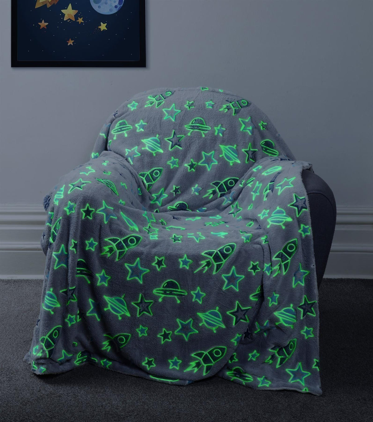 OLIVIA ROCCO Outer Space Glow In The Dark Teddy Fleece Duvet Set For Children for Easy-Care Everyday Luxury – product image 6 of 9
