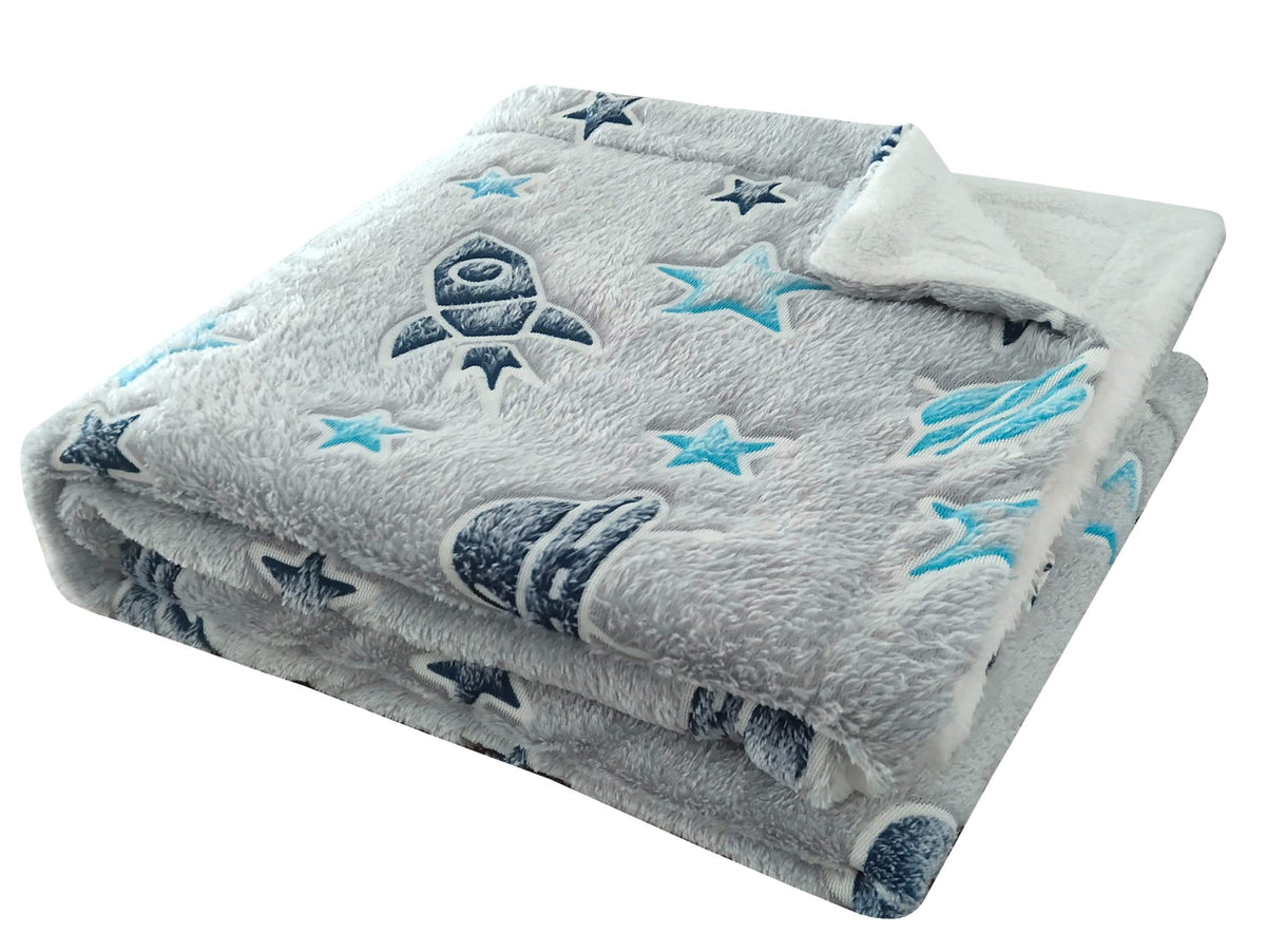 OLIVIA ROCCO Outer Space Glow In The Dark Teddy Fleece Duvet Set For Children for Easy-Care Everyday Luxury – product image 3 of 9