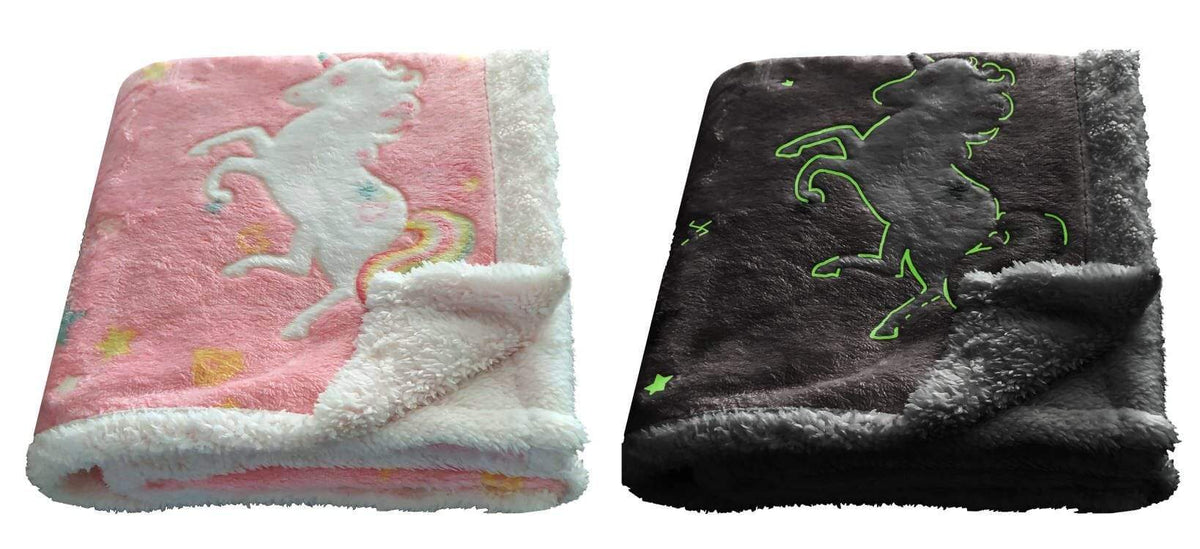 OLIVIA ROCCO Rainbow Unicorn Glow In The Dark Teddy Fleece Duvet Set For Kids Super Soft – product image 4 of 10