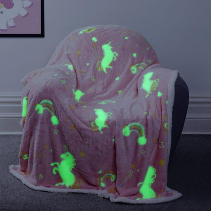 OLIVIA ROCCO Rainbow Unicorn Glow In The Dark Teddy Fleece Duvet Set For Kids Super Soft – product image 6 of 10