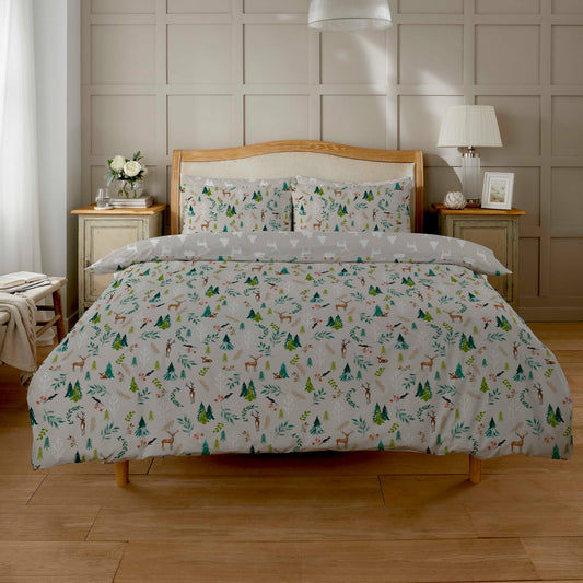 OLIVIA ROCCO Snowy Reindeers Reversible Duvet Cover Set With Pillowcases Polycotton – product image 1 of 5
