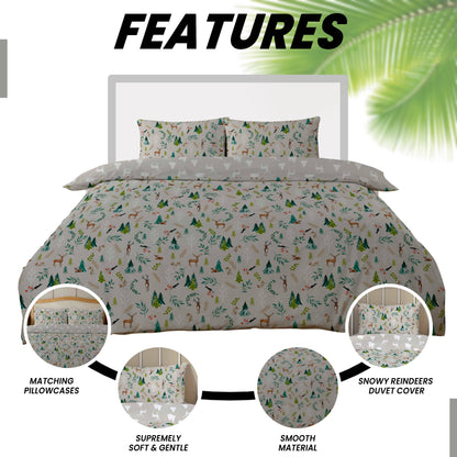 OLIVIA ROCCO Snowy Reindeers Reversible Duvet Cover Set With Pillowcases Polycotton – product image 3 of 5