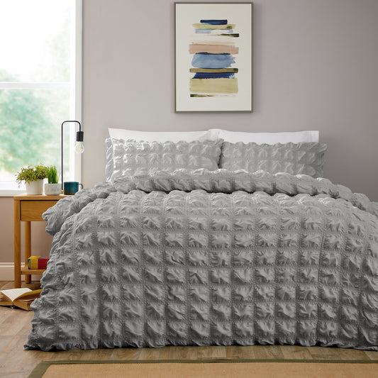 OLIVIA ROCCO Soho Grey Microfibre Duvet Cover Set With Pillowcases Quilted Super Soft – product image 1 of 7