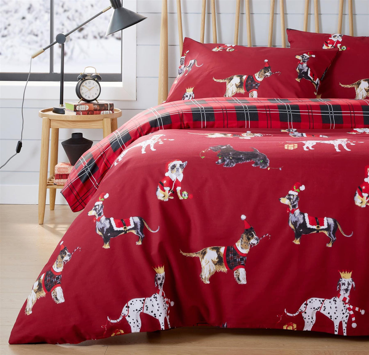 OLIVIA ROCCO Reversible Christmas Dogs Pattern Duvet Cover Set Cotton Rich OEKO TEX – product image 2 of 4