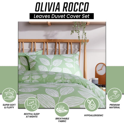 OLIVIA ROCCO Leaf Print Reversible Cotton Rich Duvet Cover Set With Pillowcases Black Bedroom Refresh Easy-Care Comfort – product image 6 of 7