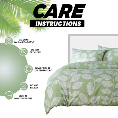 OLIVIA ROCCO Leaf Print Reversible Cotton Rich Duvet Cover Set With Pillowcases Black Bedroom Refresh Easy-Care Comfort – product image 7 of 7