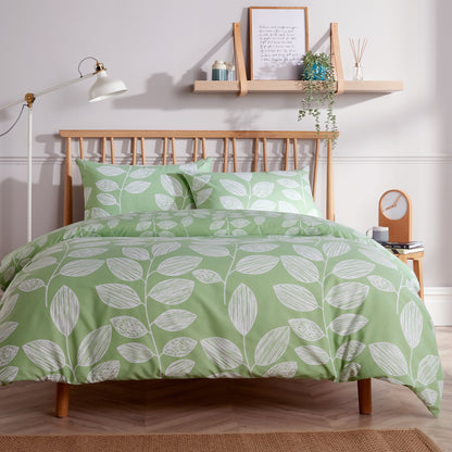 OLIVIA ROCCO Leaf Print Reversible Cotton Rich Duvet Cover Set With Pillowcases Black Bedroom Refresh Easy-Care Comfort – product image 1 of 7