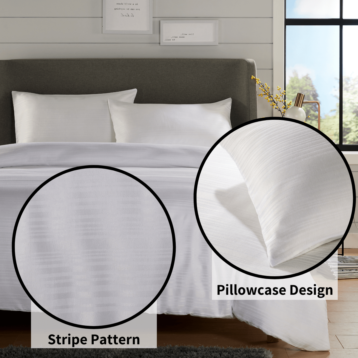 OLIVIA ROCCO Stripe Jacquard Reversible Cotton Blend Duvet Cover Set With Pillowcases – product image 6 of 10