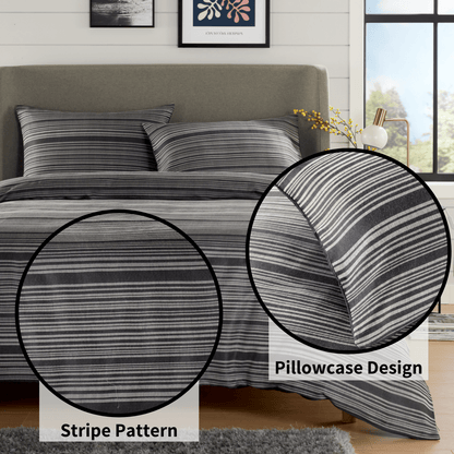 OLIVIA ROCCO Stripe Jacquard Reversible Cotton Blend Duvet Cover Set With Pillowcases – product image 3 of 4