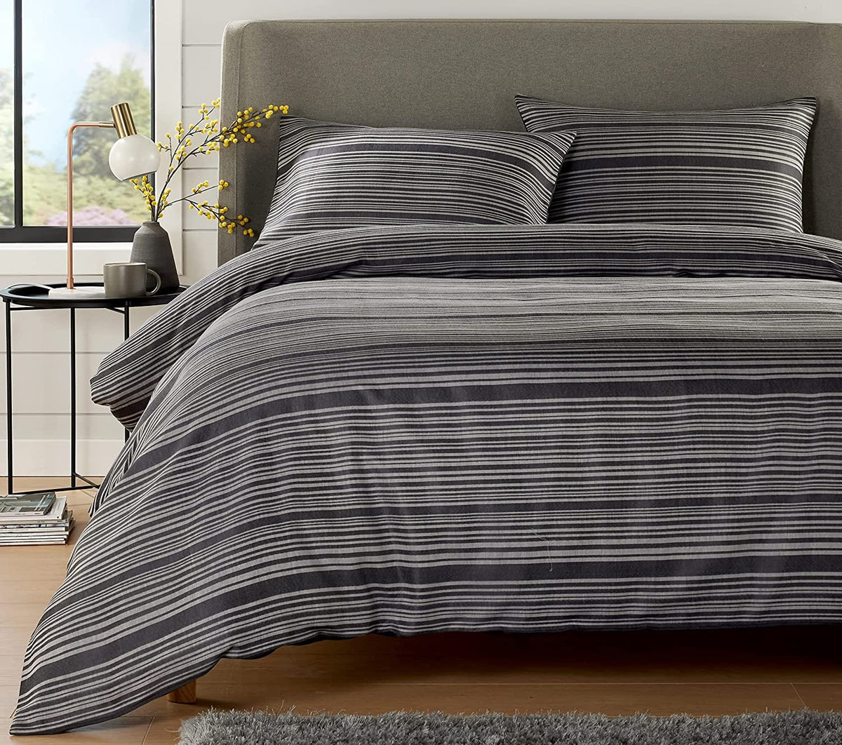 OLIVIA ROCCO Stripe Jacquard Reversible Cotton Blend Duvet Cover Set With Pillowcases – product image 8 of 10
