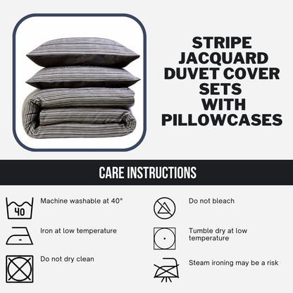 OLIVIA ROCCO Stripe Jacquard Reversible Cotton Blend Duvet Cover Set With Pillowcases – product image 4 of 4