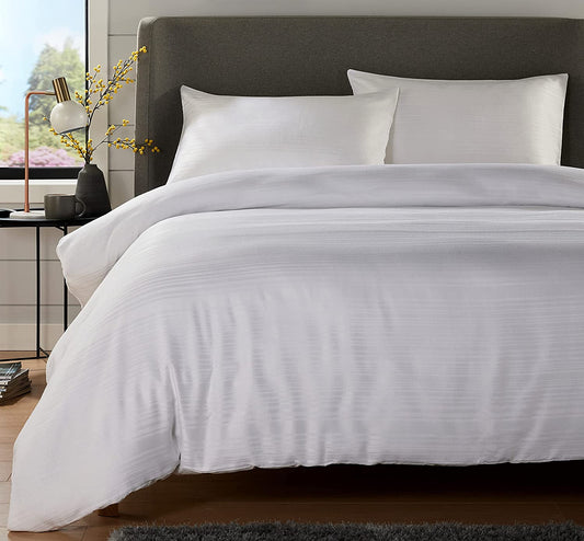 OLIVIA ROCCO Stripe Jacquard Reversible Cotton Blend Duvet Cover Set With Pillowcases – product image 1 of 10