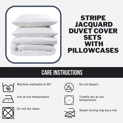 OLIVIA ROCCO Stripe Jacquard Reversible Cotton Blend Duvet Cover Set With Pillowcases – product image 7 of 10