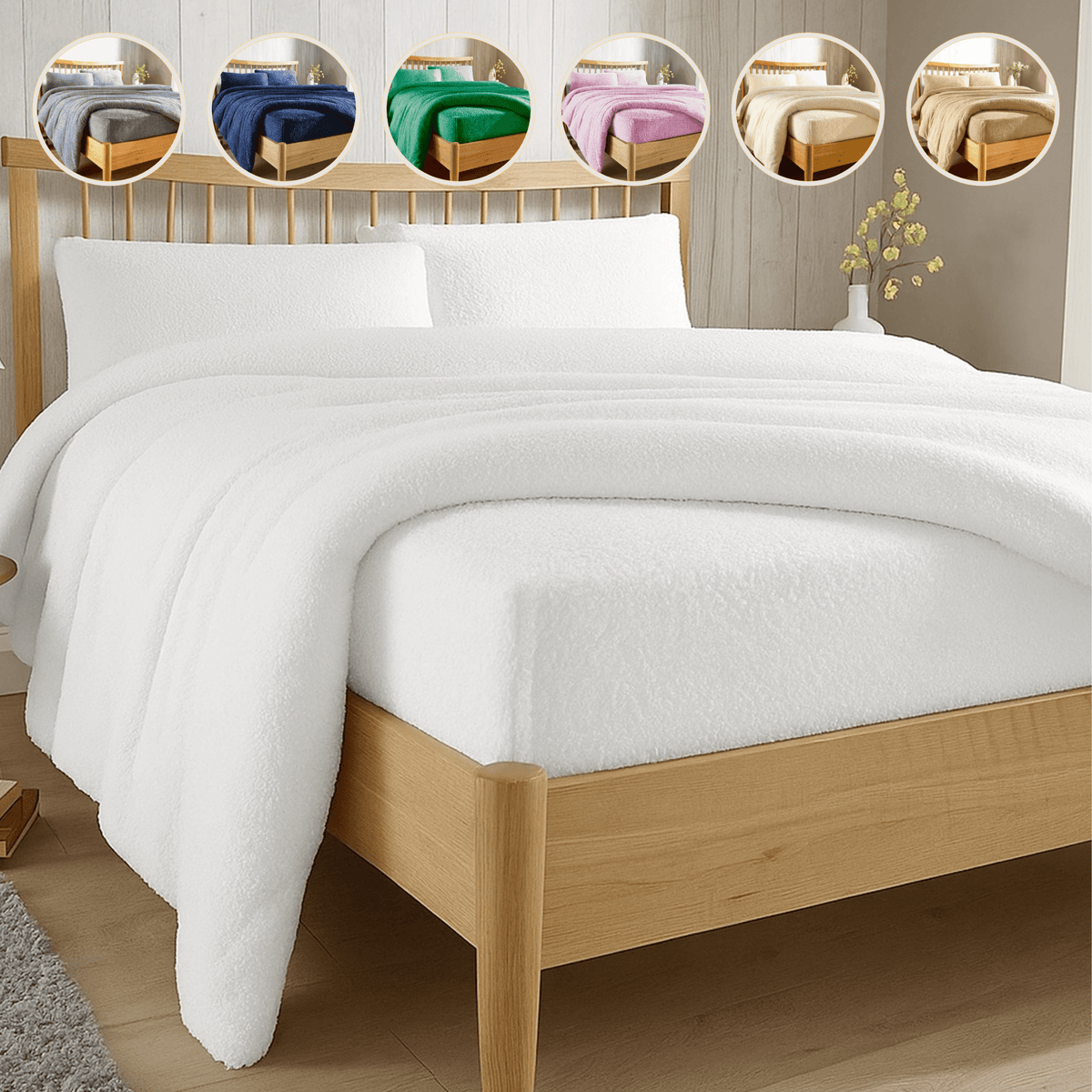 OLIVIA ROCCO Teddy Fleece Extra Deep Fitted Sheet Plush Soft Winter Bedding Snug Elastic – product image 1 of 10