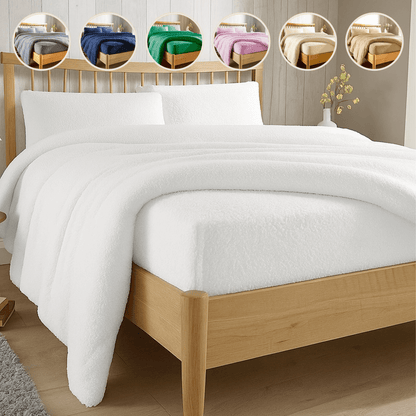 OLIVIA ROCCO Teddy Fleece Extra Deep Fitted Sheet Plush Soft Winter Bedding Snug Elastic – product image 1 of 10