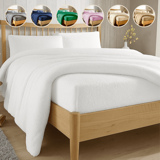 OLIVIA ROCCO Teddy Fleece Extra Deep Fitted Sheet Plush Soft Winter Bedding Snug Elastic – product image 1 of 10