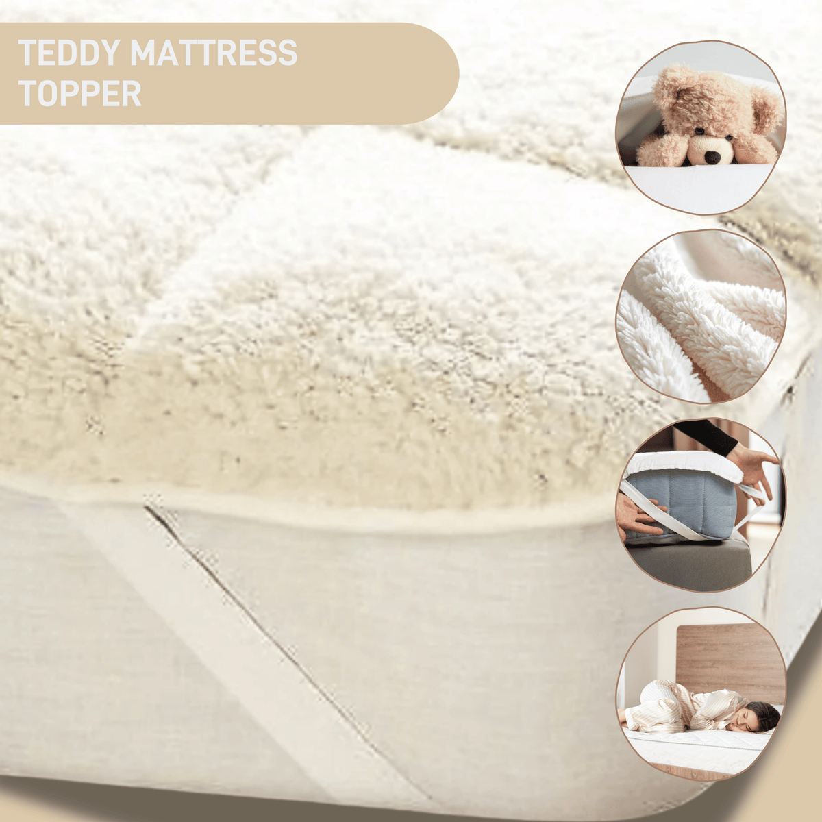 OLIVIA ROCCO Mattress Topper Supreme Comfort Extra Deep Dual Sided Fluffy Teddy OEKO-TEX – product image 1 of 4