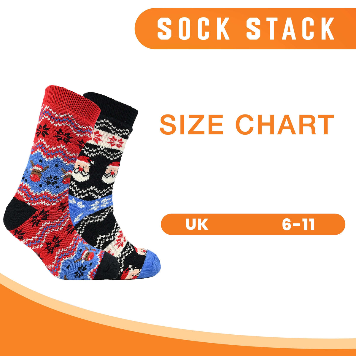 Sock Stack Pack Of 2 Men's Festive Chunky Knit Slipper Socks With Grips Non Slip Sole – product image 3 of 5