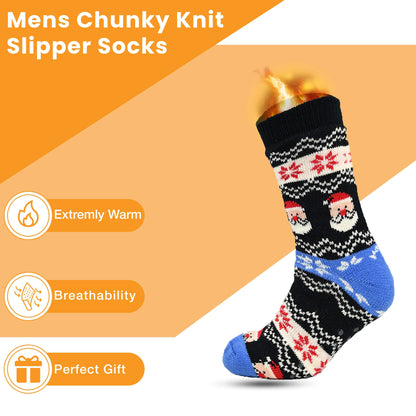 Sock Stack Pack Of 2 Men's Festive Chunky Knit Slipper Socks With Grips Non Slip Sole – product image 2 of 5