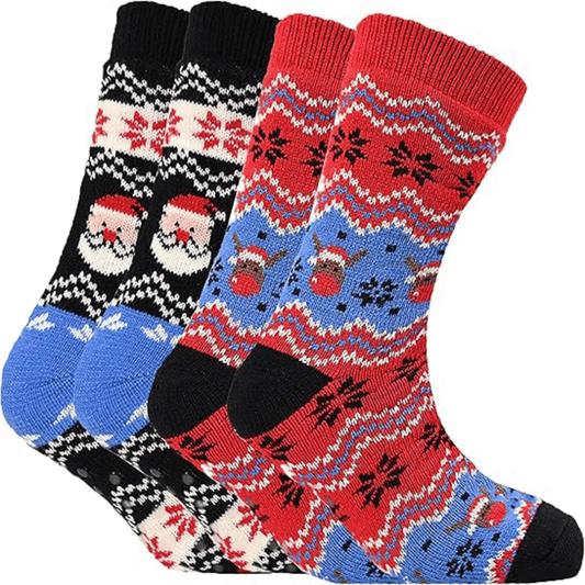 Sock Stack Pack Of 2 Men's Festive Chunky Knit Slipper Socks With Grips Non Slip Sole – product image 1 of 5