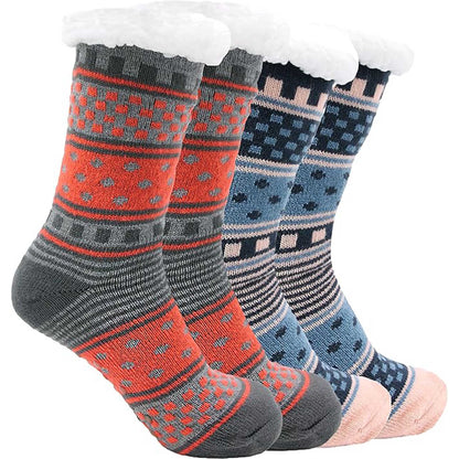 Sock Stack Women's Fur Lined Chunky Slipper Socks Pack Of 2 Non Slip Knitted Lounge Socks – product image 1 of 6
