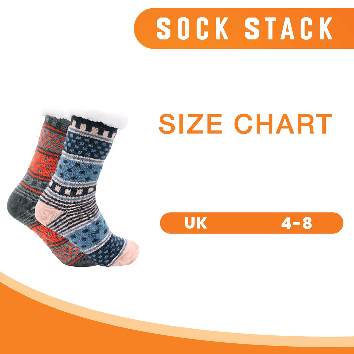Sock Stack Women's Fur Lined Chunky Slipper Socks Pack Of 2 Non Slip Knitted Lounge Socks – product image 6 of 6