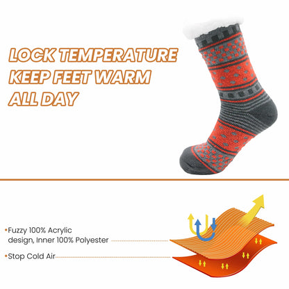 Sock Stack Women's Fur Lined Chunky Slipper Socks Pack Of 2 Non Slip Knitted Lounge Socks – product image 5 of 6
